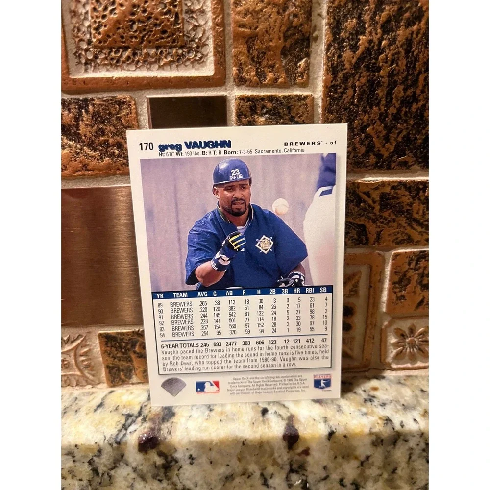 1991 UpperDeck Collectors Choice Greg Vaughn Milwaukee Brewers Baseball Card 170